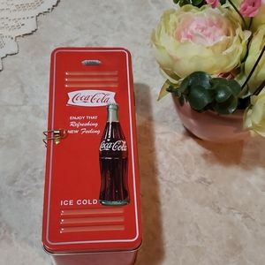 Vintage coke tin container with lock and keys